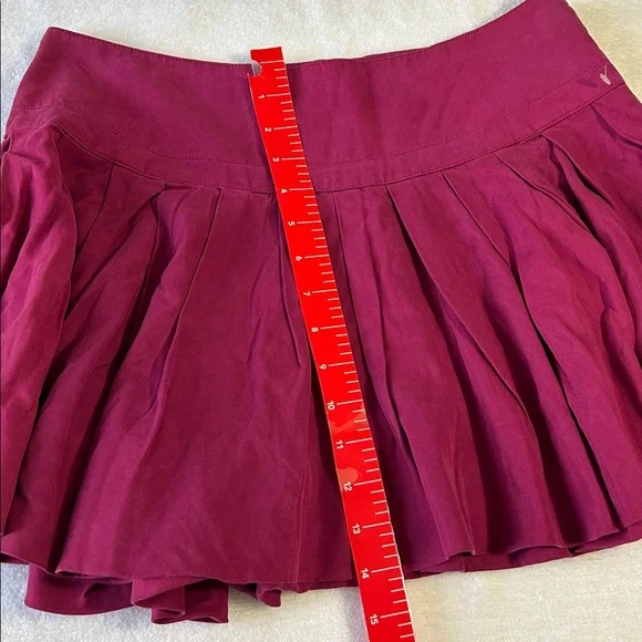 Free People 6 Skirt Raspberry Pleated Mini Skirt side zipper lined - Picture 8 of 9